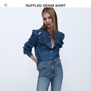 Beautiful ruffled denim blouse from Zara